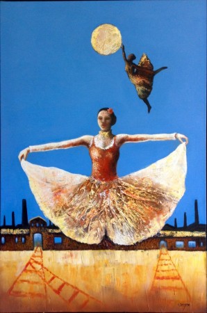 LA BALLERINA DI BIRKENAU cm 80 x 120 anno 2015 acrilico su tela