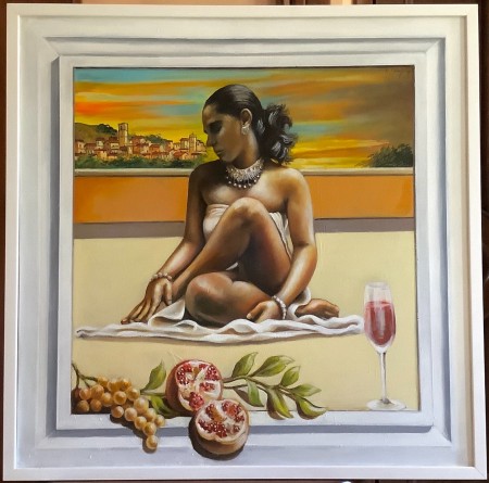 RAFFAELLA cm 95 x 95  cornice dipinta su tela